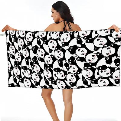 Cute Panda Pattern Beach Towel for Family Stuffs Friend Gift Quick-Dry Sand Free For Bath Yoga Beach Camping Swimming GYM Travel