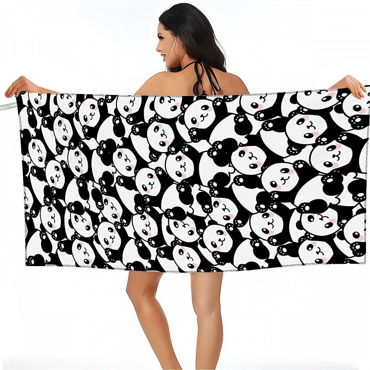 

Cute Panda pattern Beach Towel for Family stuffs friend Gift Quick-Dry Sand free For Bath Yoga Beach Camping Swimming GYM travel W40*H60(CM)