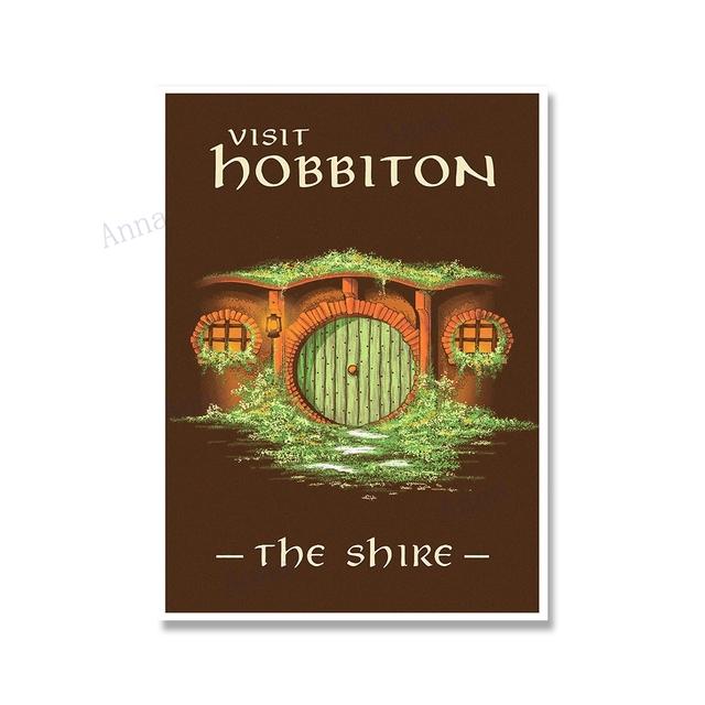 Canvas Painting Nordic Vintage Travel Poster and Prints Tolkien Middle Earth Landscape LOTR Art Wall Pictures Living Room Decor No Frame