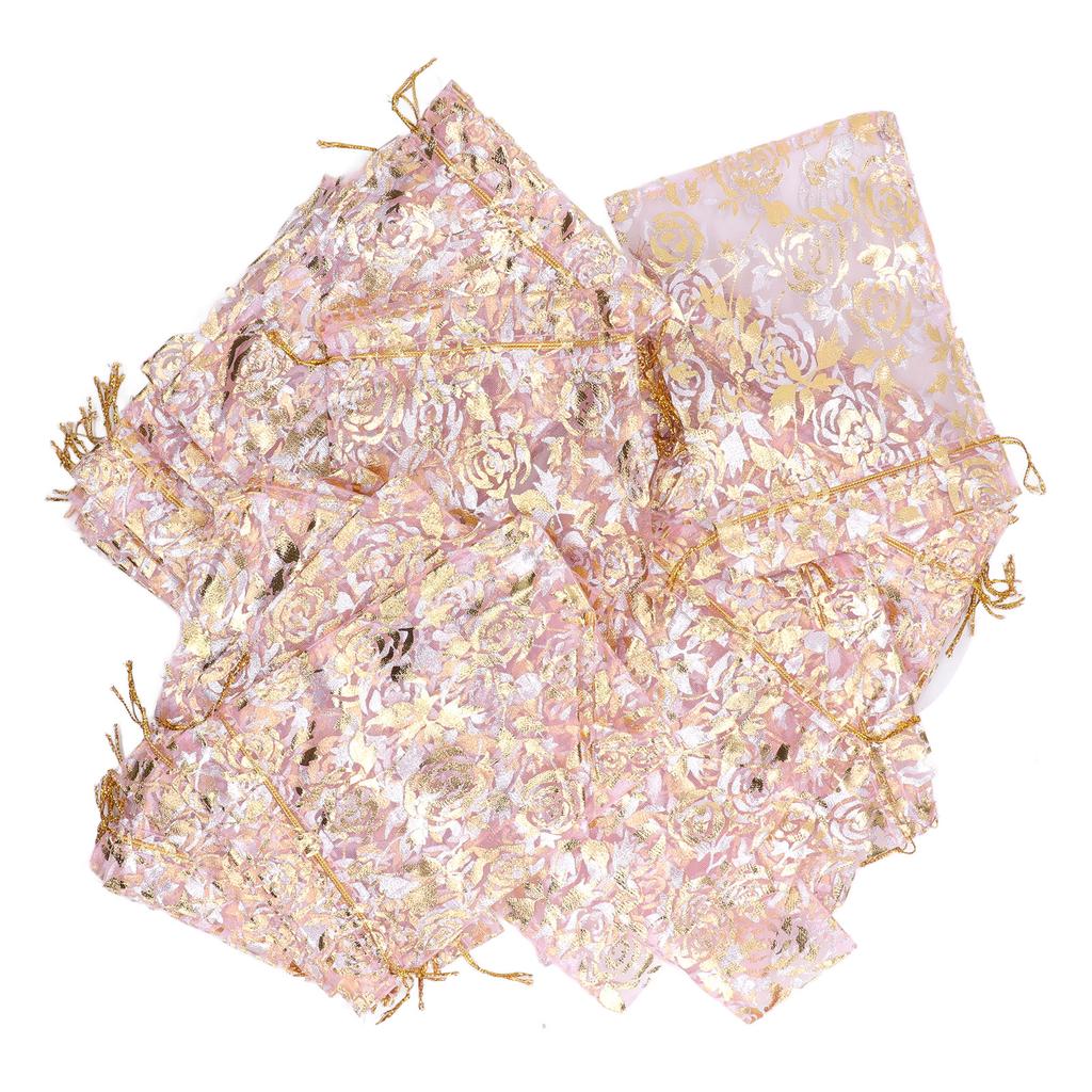 200 Pcs Organza Bag Drawstring Closure Print 6.3x4.3in Mesh Gifts Bags Organza Jewelry Mesh Pouch