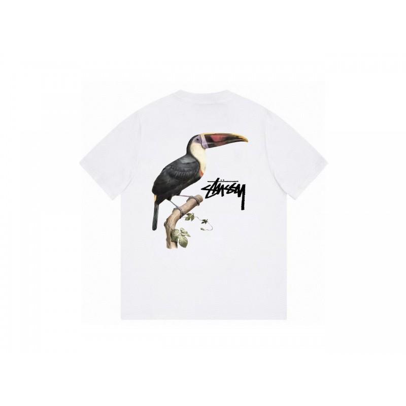 Stussy Short Sleeve T-Shirt Teens Loose Fit 270g Cotton Round Neck Casual Wear
