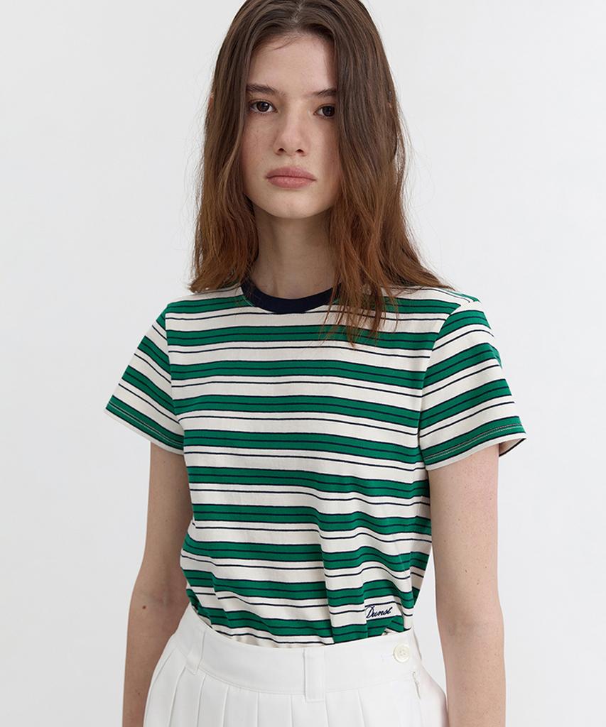 Deonseuteu Multi Stripe T-Shirt_Udts5B228_Cream / Green