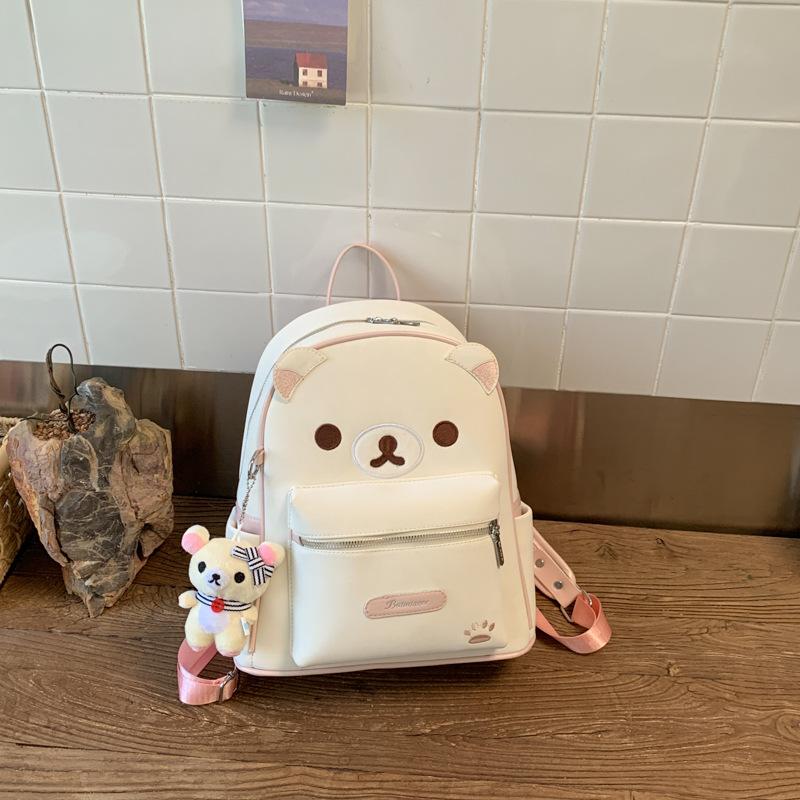 Schoolbag1011 Summer New Retro Fashion Backpack Female Korean Simple Cute Bear Backpack Large Capacity Student Schoolbag