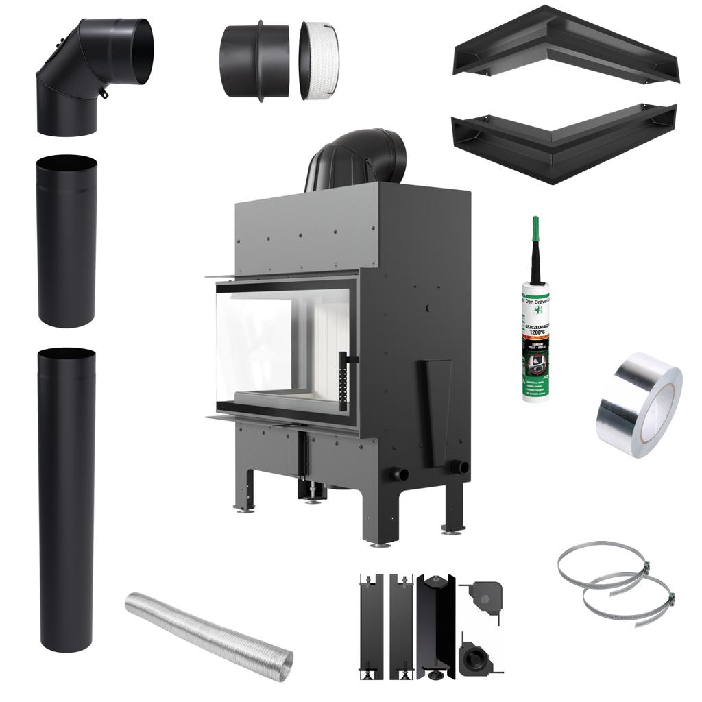 Fireplace Insert KRATKI FLOKI M Left Corner 10 kW Installation Kit