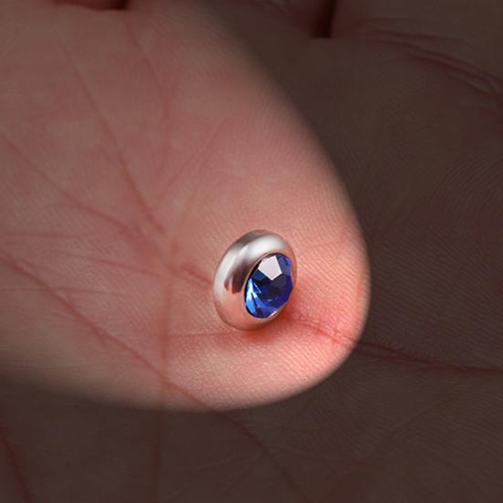 1 Pair Ear Studs Non-Piercing Magnetic Stainless Steel Round Colored Rhinestone Embedded Men Women Earrings Fashion