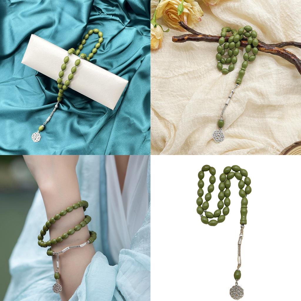 Acrylic Muslims Prayer Beads Oval Ergonomic Design Rosary Bracelet For Daily Worship And Meditation Comfortable Grip