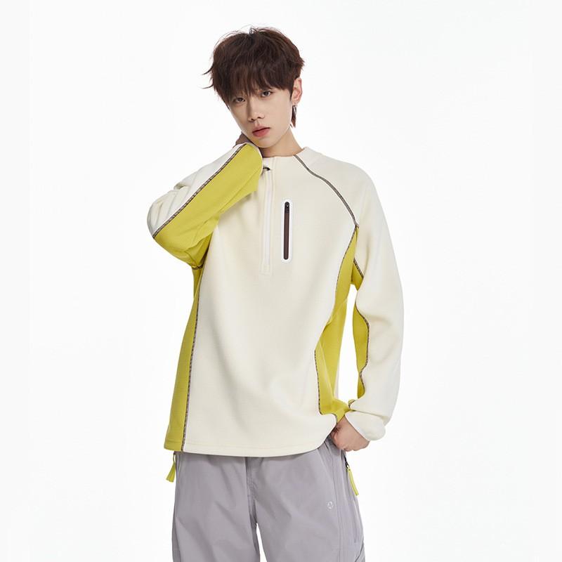 Mens 2026 Fall Winter Color Block Half Zip Sweatshirt Loose Casual Long Sleeve Top