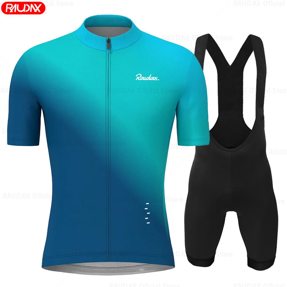 2026 Raudax Sommer Radtrikot Kurzarm Set Jugend Trikot Radsportbekleidung Atmungsaktiv Mountainbike Bekleidung MTB Fahrrad Kleidung