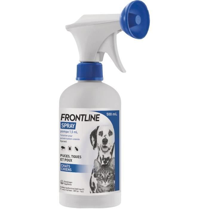 Frontline Spray – Anti-Puces Anti-Tiques – Chat et chien +5kg – 250ml