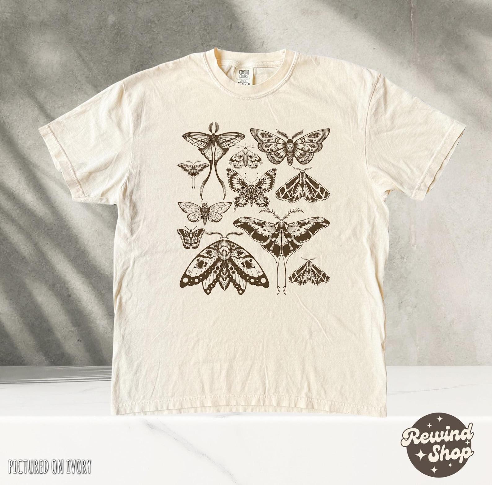 Vintage Butterfly and Moth Shirt, Cottagecore Tshirt, Aesthetic Comfort Colors® Shirt, Aesthetic Tshirt, Cute Tshirts, Butterfly Shirt XL
