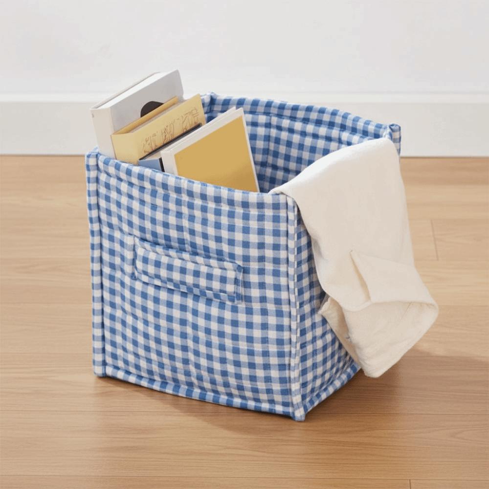 Collapsible Desktop Storage Box Quilted Fabric Sundries Storage Basket Jewelry Storage
