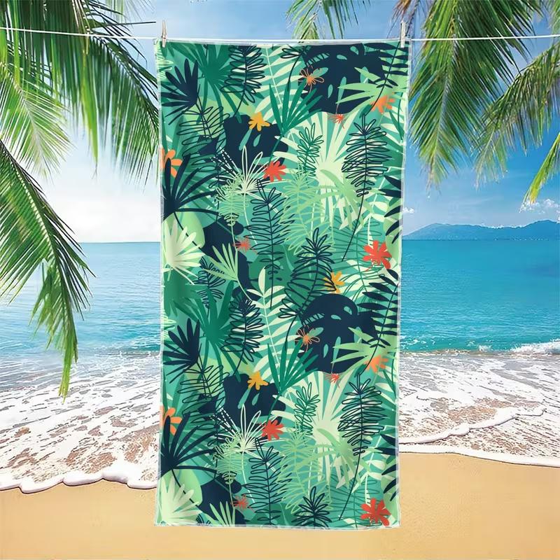 Tropical Palm Leaf Print Beach Towel Quick Dry Oversized Sand Resistant Soft Absorbent Summer Beach Blanket for Summer Beach