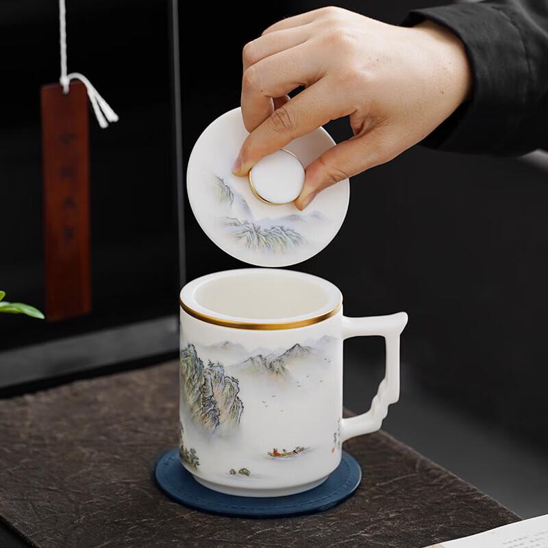 Chaxun Hand-Painted Ceramic Office Tea Cup with Filter