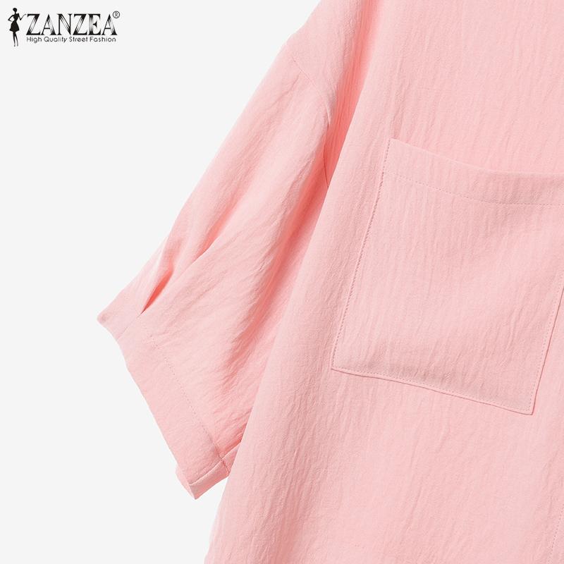 ZANZEA Bluză și pantaloni cu mânecă scurtă pentru femei Seturi de costume casual din două piese