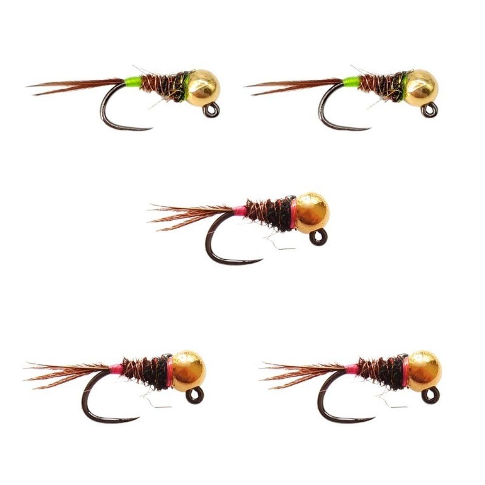 

Набір 5 шт. Гачок з борідкою Німфи з хвостового пір я фазана Євро Німфи Приманки для ловлі форелі Мокра риболовля 5pcs