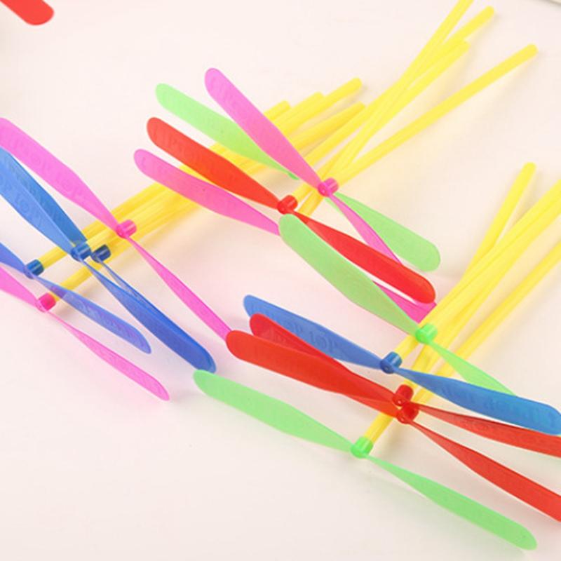 5/30pcs Plastic Bamboo Dragonfly Shape Hand Push Flying Propeller Outdoor Sports Toy Gift Rotating Flying Arrow Outdoor Games