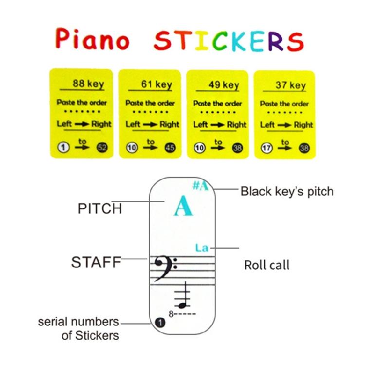 Laat Geen Sporen Achter, Verwijderbare Pianotoetsen Stickers voor Beginnende Leerlingen