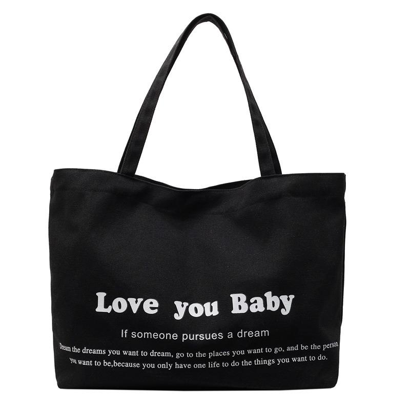 New Student Class Large-capacity Commuting Tote Bag Women's Alphabet Fashion Solid Color Casual Underarm Shoulder Bag