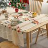 1PC Stain-Resistant Christmas Tabletop Decor Christmas Tablecloth Embroidered Lace Red Lucky Bells