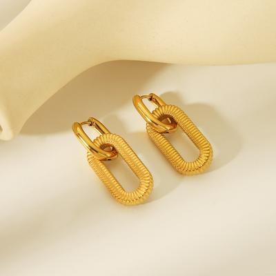 Fashionable Commuter Minimalist Titanium Steel Women's Earrings, Niche Textured Loop Pendant, Detachable Design Sense