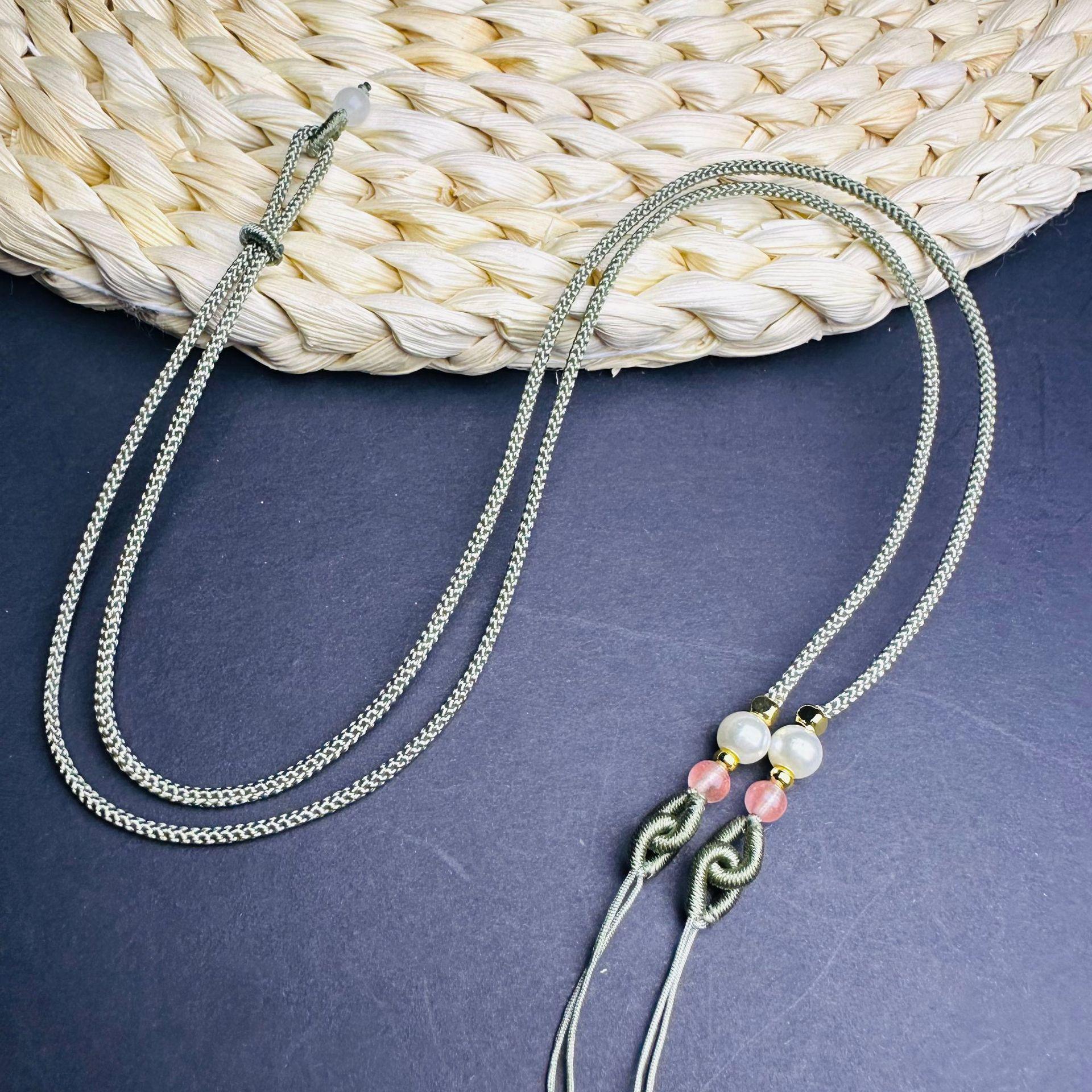 

Little Lily Watermelon Crystal Clavicle Pendant Necklace with Adjustable Agate Lanyard for Men and Women