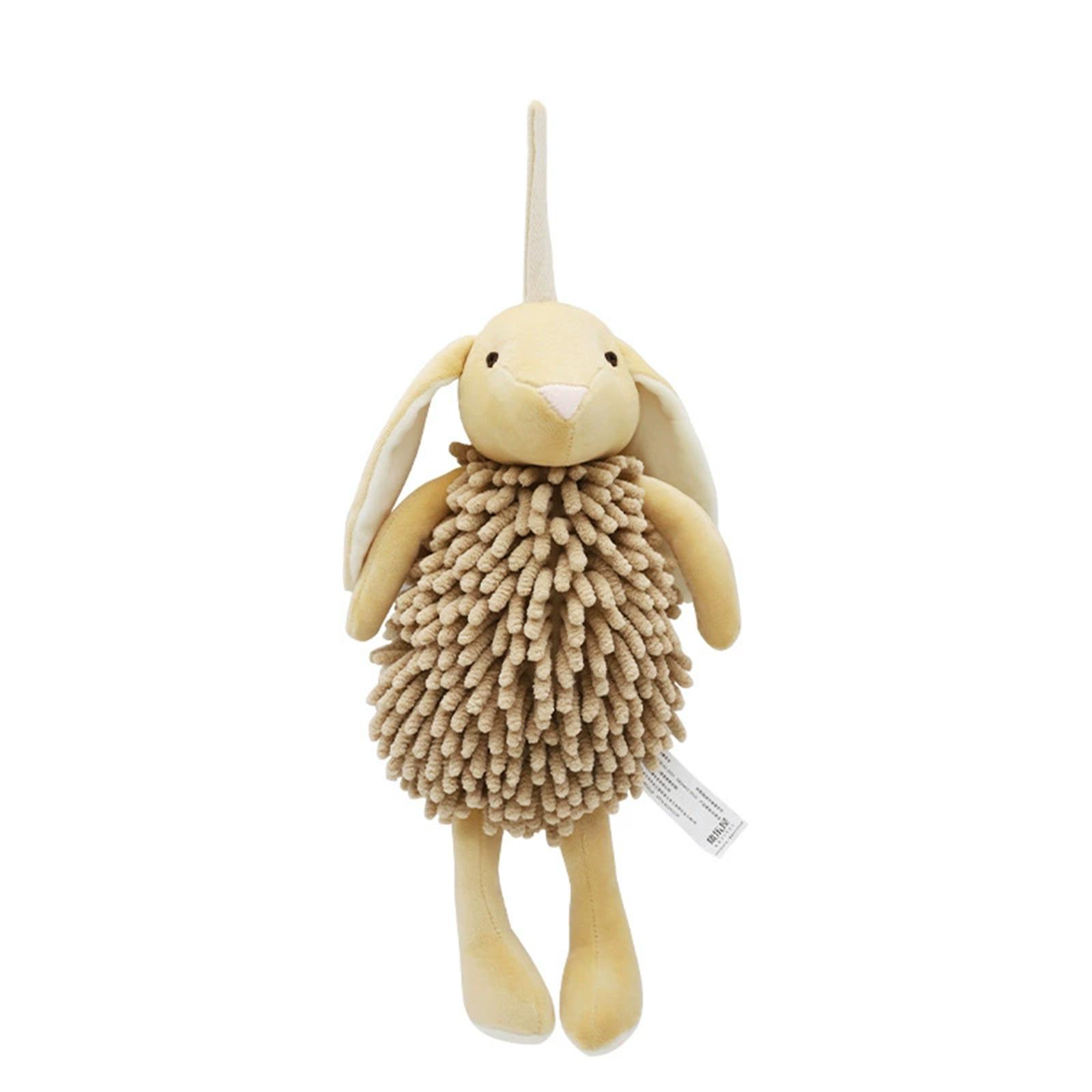 

Chenille Hand Towel Plush Rabbit Hanging Hand Drying Cloth Soft Absorbent Animal Shape Kitchen Bathroom Accessory кавовий