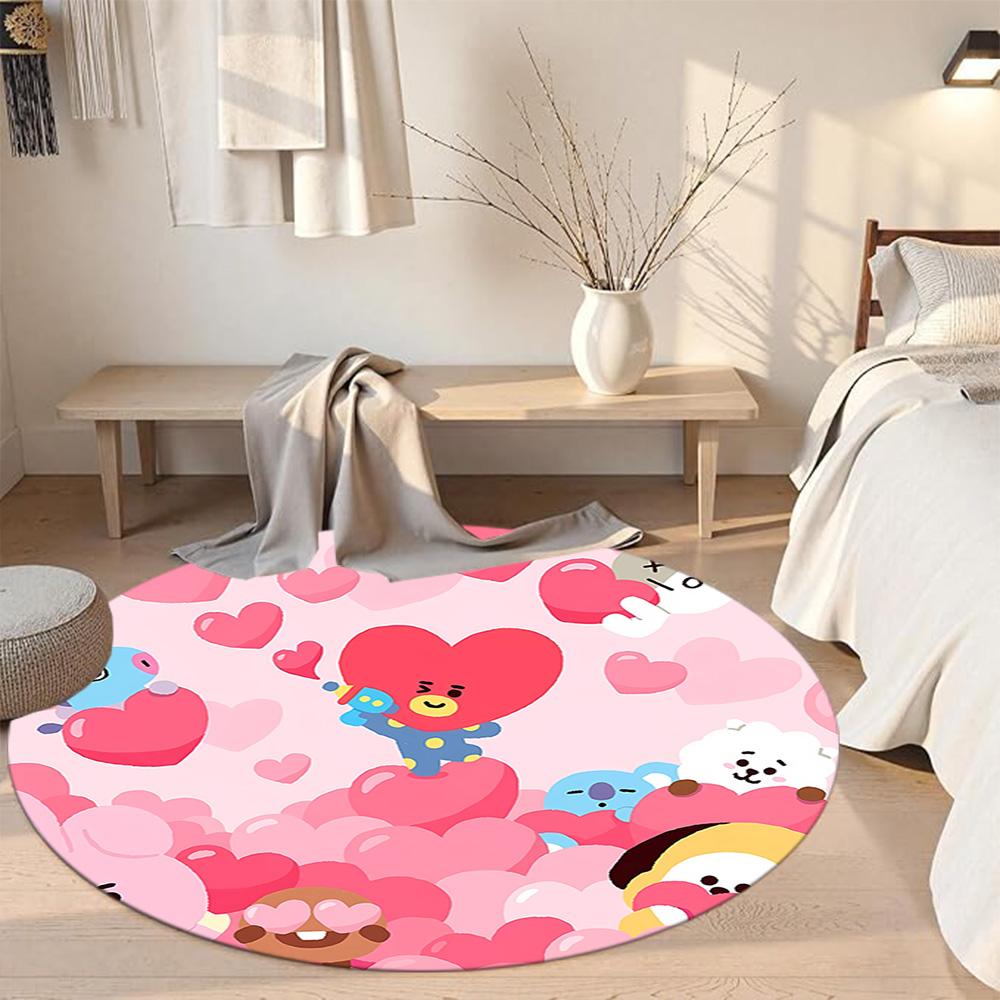 Bt21 Round Floor Rug Design for Hallway Balcony Living Rooms Dining Room Antislip Round Carpet Office home decor Wedding Party Gift