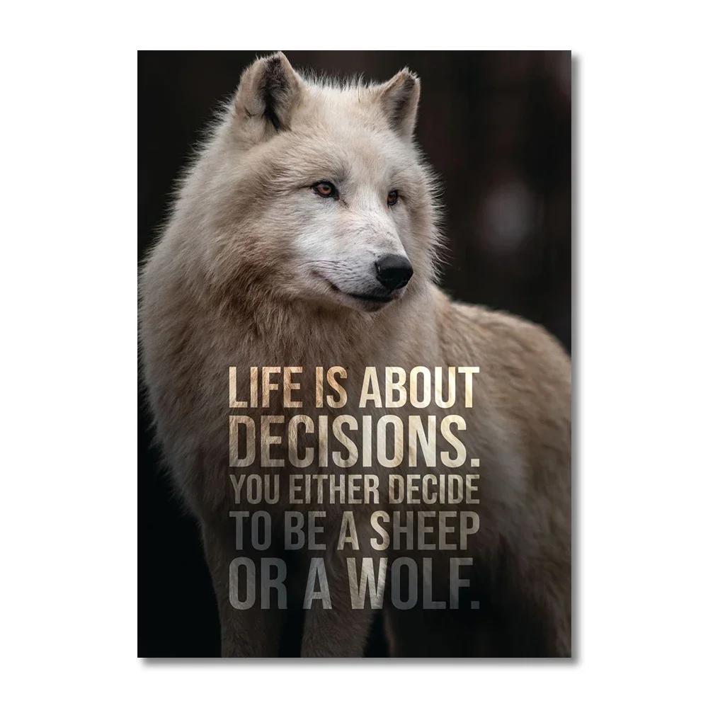 Motivational Animal Poster Eagle Tiger Lion Wall Art Canvas Painting Motto Picture for Living Room Home Decoration
