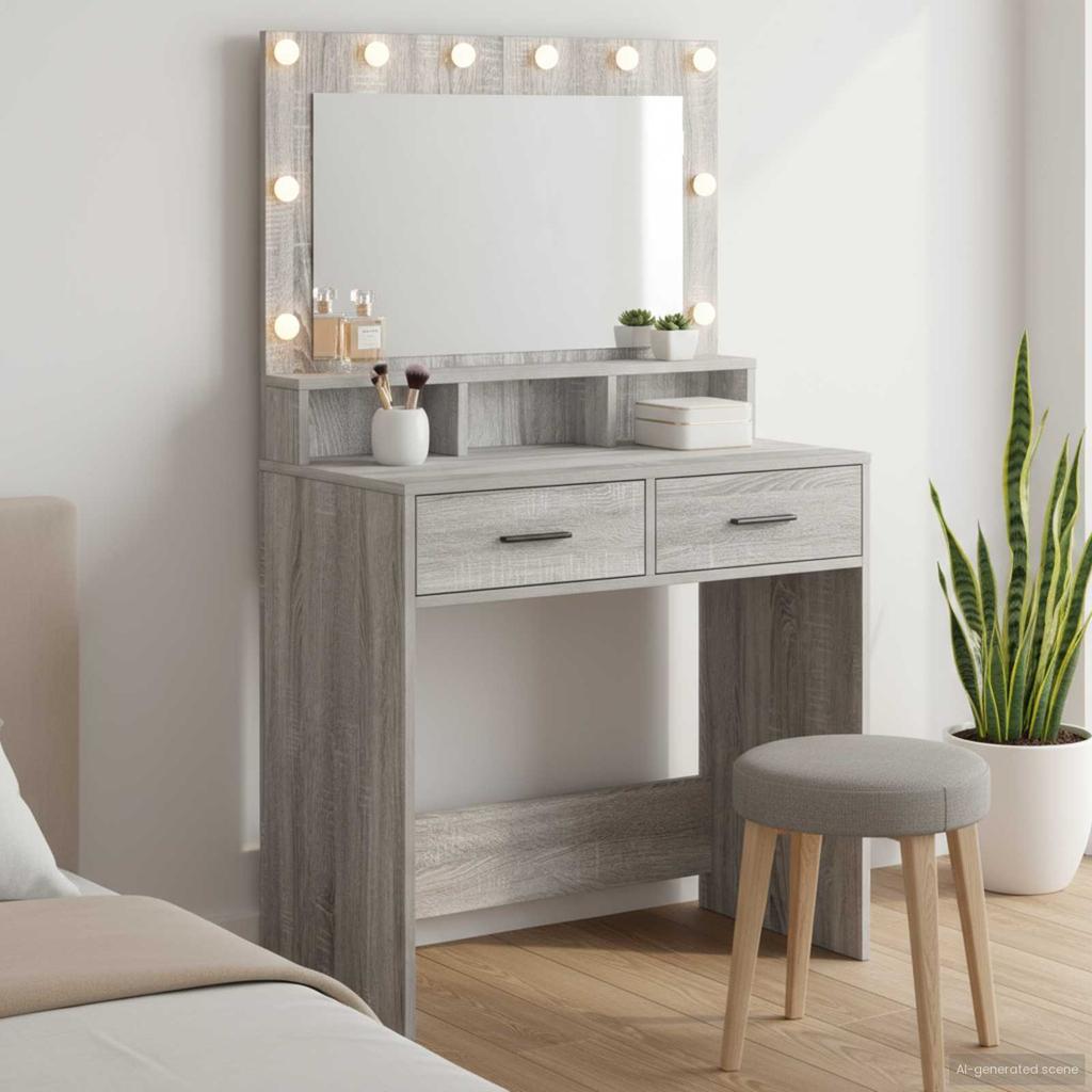 Makeup Table Grey Sonoma 79 x 41 x 135 cm Particleboard