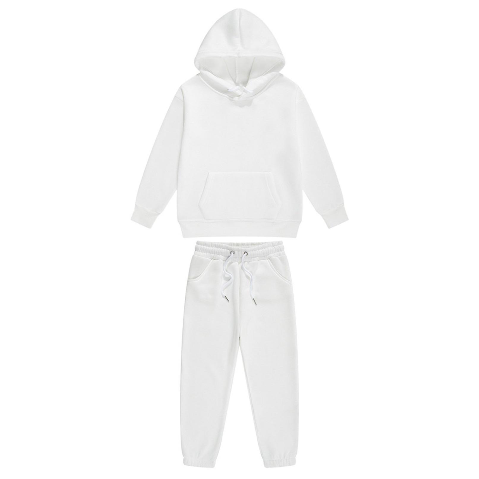 

Спортивний костюм із двох частин для дітей, хлопчиків, дівчаток, однотонний спортивний костюм, пуловер з довгим рукавом і спортивні штани