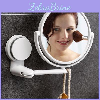 Cup Foldable Suction Wallmounted Makeup Mirror Rotatable Punchfree For Student Dorms