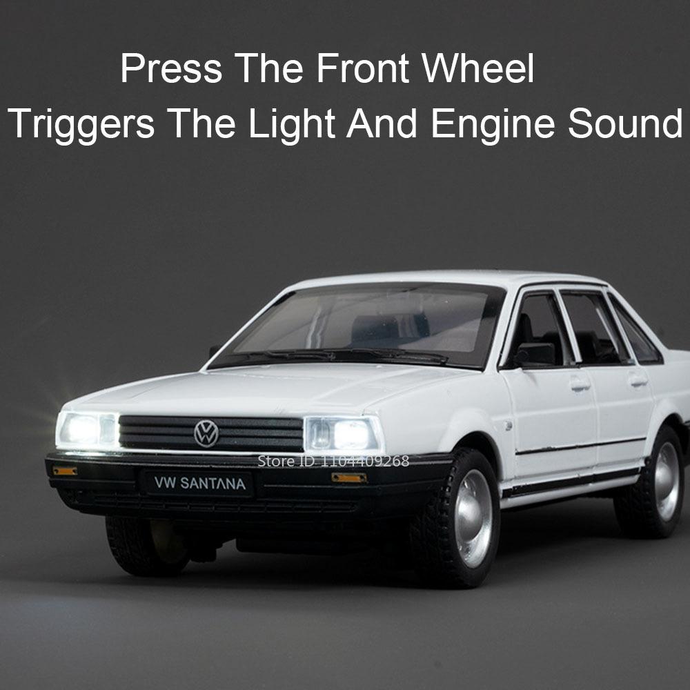 1:24 Retro Santana Model Auta Hračka Otevírací Dveře Zvuk Světlo Policejní Auta Slitina Tlakově Odlitý Autobus Modely Vozidel Kolekce Dárky pro Děti