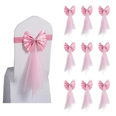 10pcs Premium Chair Sashes Chair Back Bow Tie Ribbon Chair Bands Party Supplies For Wedding