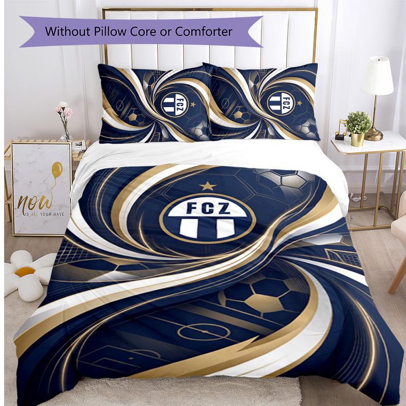 Set Lenzuola Stampato FC Zürich 3 Pezzi Copripiumino Traspirante con Federe Biancheria da Letto Decorativa per Camera da Letto Casa