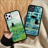 Cartoon Animal Black Cat Oil Painting Phone Case Silicone PC+TPU For For iPhone  11 12 13 14 15 16 Plus Pro Max Cover