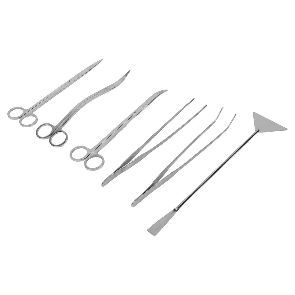 Aquarium Tools Kit Stainless Steel Scissor Tweezer Spatula Terrarium Tools Set with Storage Bag for
