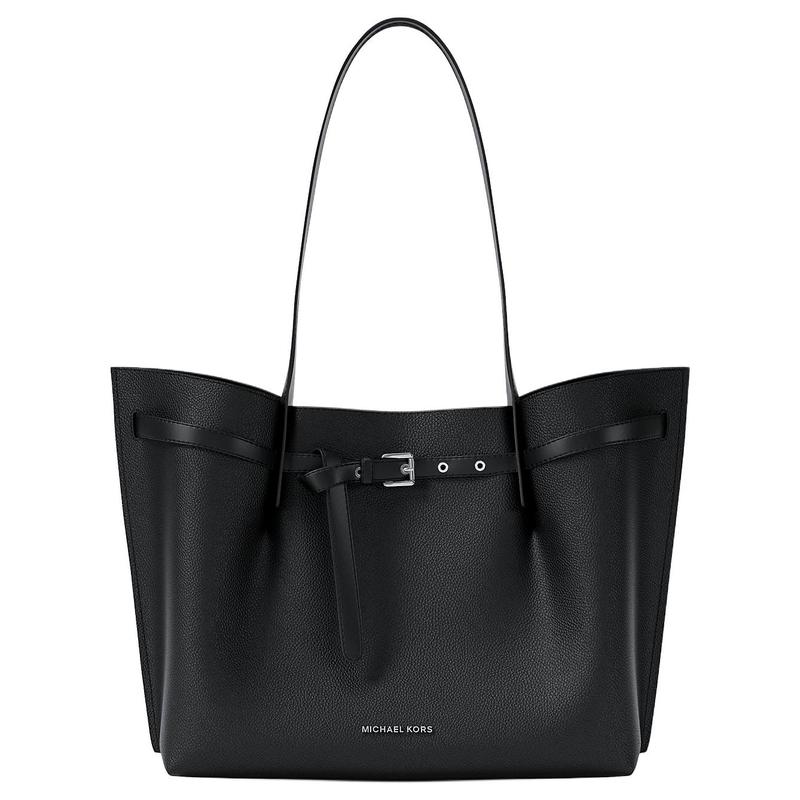 MICHAEL KORS Emilia Silver Hardware Decorated Pebbled Pattern Tote Bag Shopping Bag Polyurethane Tote Bag Shoulder Bag Large Women s Black чёрный