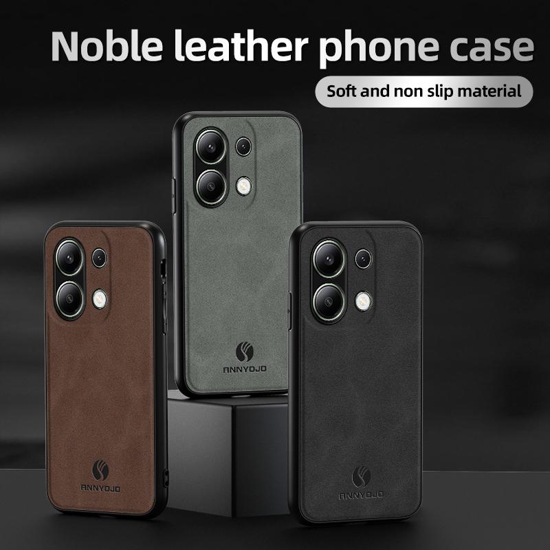 ANNYOJO For Xiaomi Redmi Note 13 4G Case Leather+PC+TPU Shock-absorbed Phone Cover