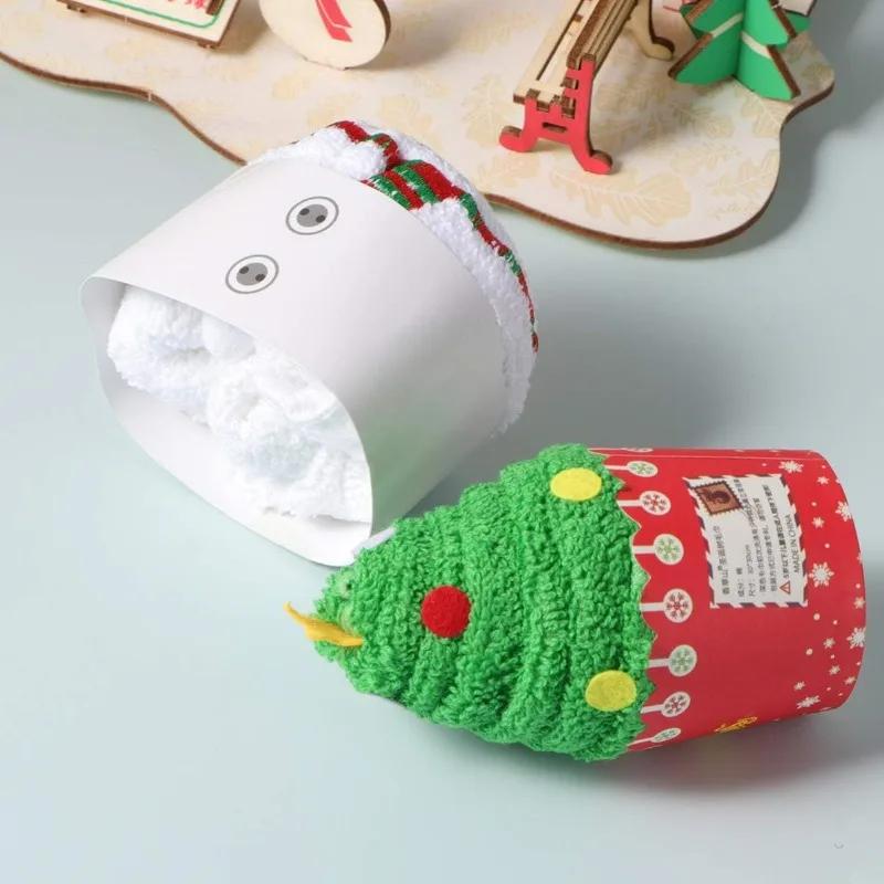 Christmas Towels Cake Modelling Hand Towels Santa Claus Snowman Christmas tree Embroidered Home Decor Kitchen Indoor Bathroom