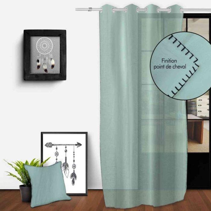 Voile oeillets en coton lavé 135x250 cm SPIRIT vert eau, par Soleil d'Ocre