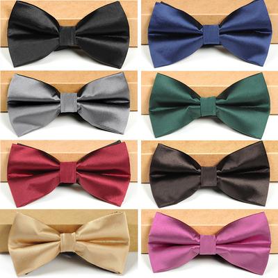 Men's Formal Suit Korean Style Solid Color Bow Tie Burgundy Groom Groomsman Wedding Bow Tie Black