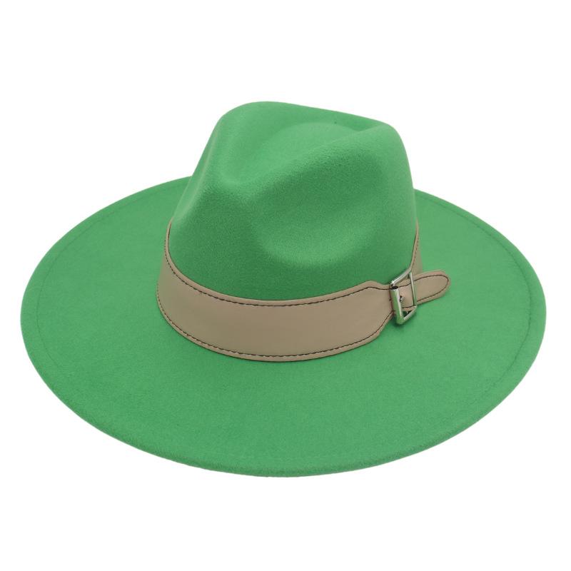 Men'S And Women'S Enlarged Brim, Wide Belt Buckle Top Hat, Jazz Hat, Trendy Hat