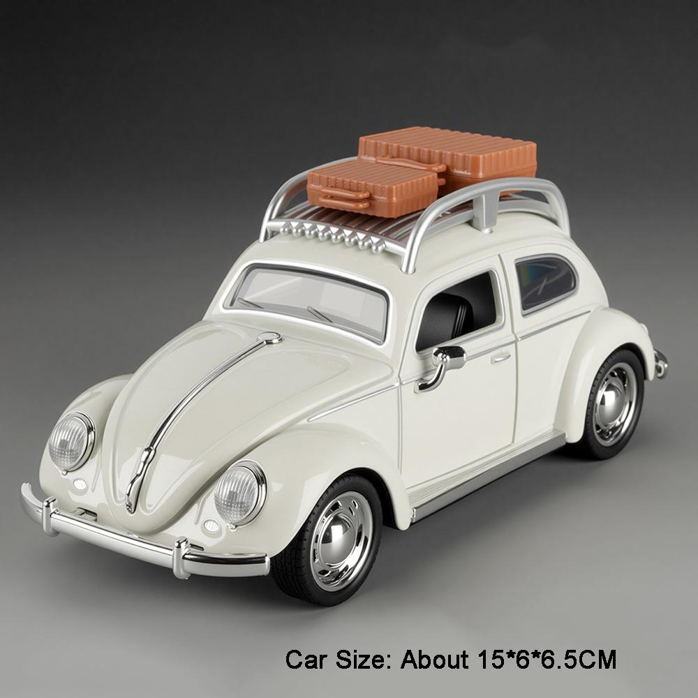 

1:32 Scale Beetle 1955 Tacoma Sports Car Model Toy Pull Back Removable Travel Suitcase Light Sound Models Hobby Ornaments Gifts