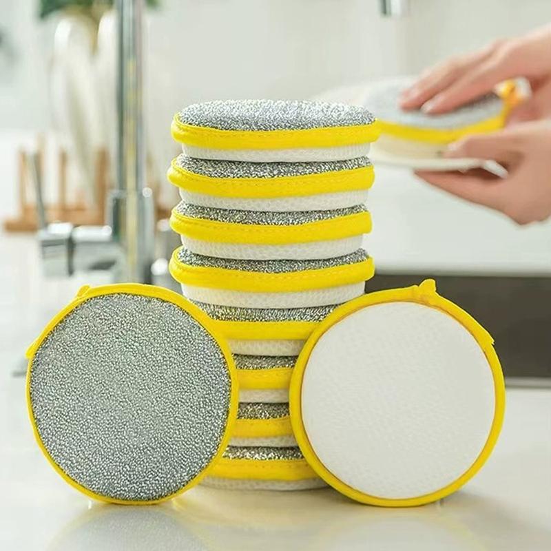 5pcs Dishwashing Sponge Non-stick Oil Brush Pot Dishwashing Cloth Sponge Wipe Double-sided Cleaning and Decontamination Magic Wipe