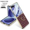 Samsung Z Flip 8 Ring Case: Creative Diamond Lattice French Style Electroplated Leather