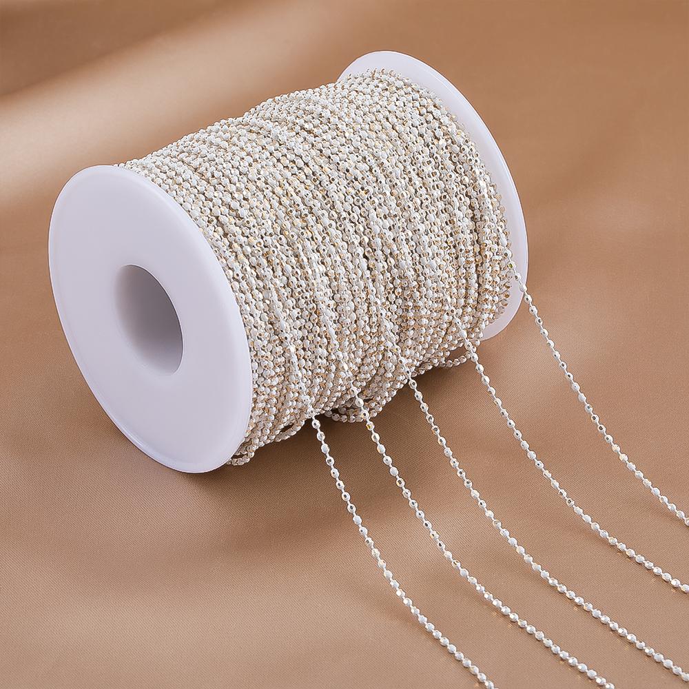 

1M 5M Enamel Ball Bead Chain 1.5mm Copper Beaded Chains for Bracelet Necklace Clothing Accessories DIY Jewelry Making Wholesale 1meter білий