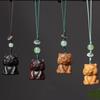 Green Sandalwood Tiger Phone Charm and Keychain for the Year of the Tiger - Cute and Auspicious Design