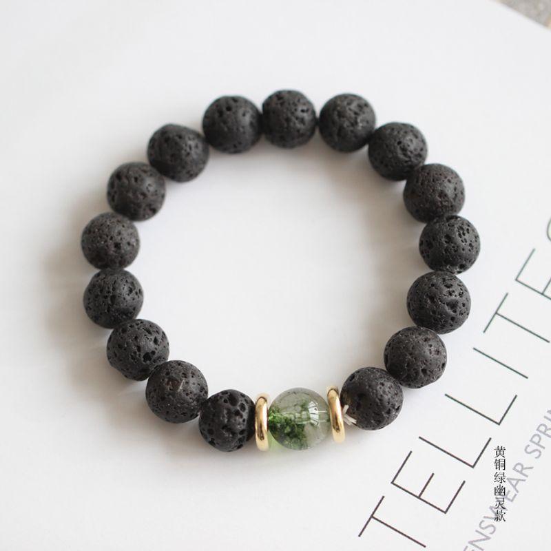 

Винтажный артистичный популярный парный браслет из вулканического хрусталя и латуни Brass Green Ghost