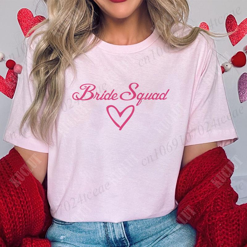 Bridal Shower Shirt for Women, Team Bride Squad Bachelorette Party Tops, Bridesmaid T-shirt, Wedding Fashion Clothes for Girls
