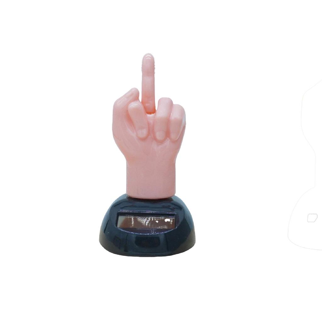 Interesting Car Dashboard Ornament Solar Powered Rocking Middle Finger Car Decoration Desktop Ornament